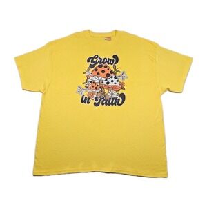Grow In Faith Mushroom Flowers Butterflies Shirt Size 2x Colorful Outdoor Fun
